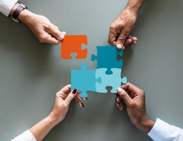 Premium PSD _ Business teamwork cooperation jigsaw isolated